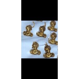 VTG Gold Italian CherubAngel Bust Christmas 6 Ornaments 2 Inches 1.3 OzEach